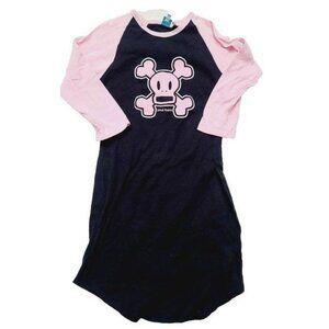 Vintage Paul Frank Skurvy Tshirt Dress, Long Sleeve, Pink/Black, Medium